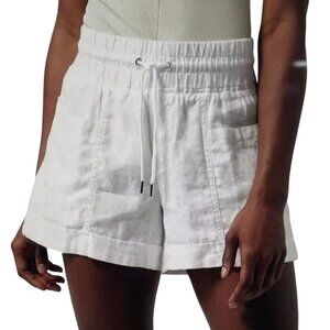 Athleta Cabo Linen 4" White Shorts Drawstring Elastic Waist Pockets Size 10